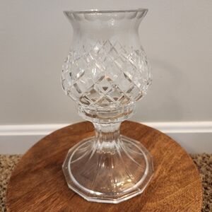 Two Piece Cut Crystal Hurricane Lamp Candle Holder